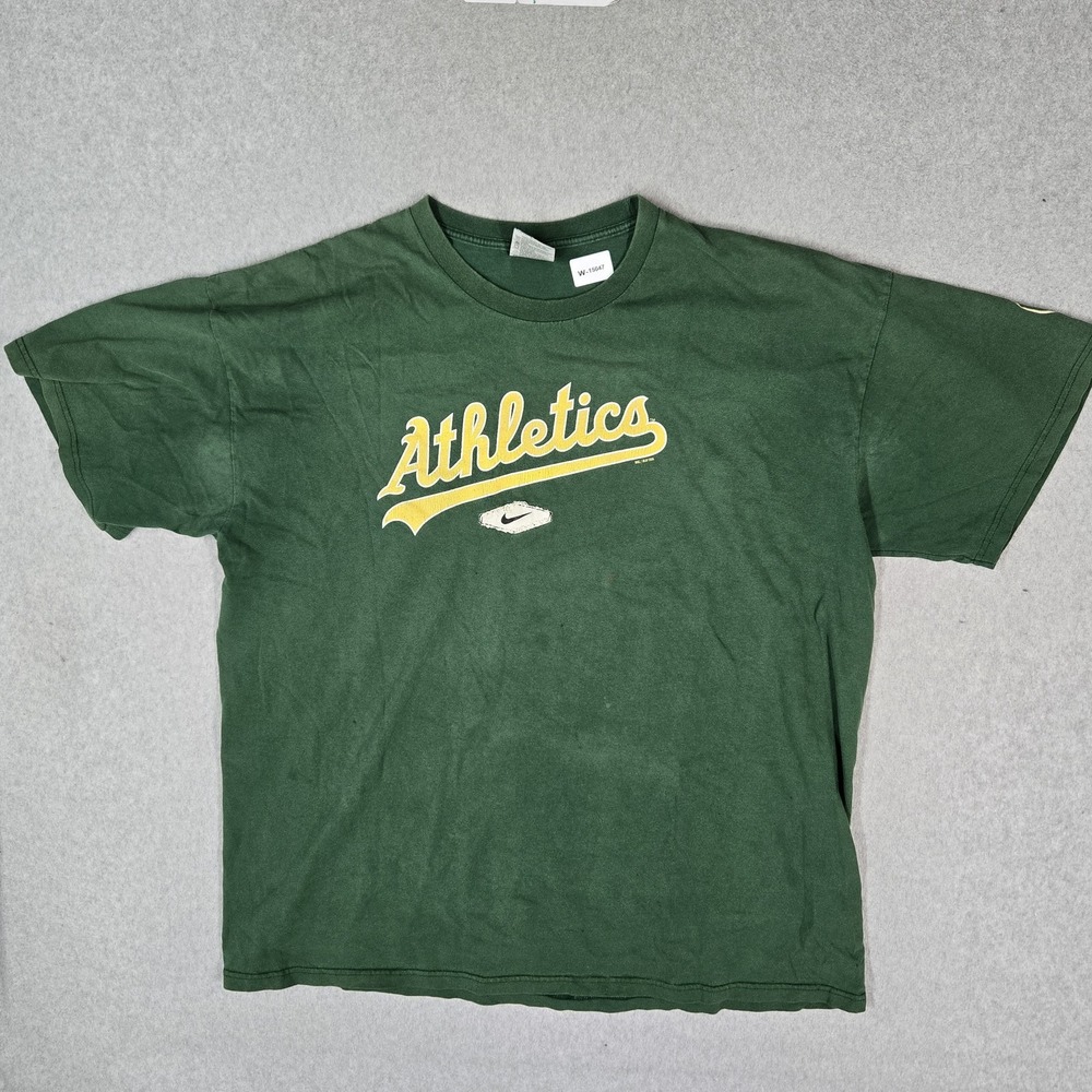 VINTAGE Oakland Athletics 2006 Men Shirt 2XL Green Embroidered Logo Nike READ